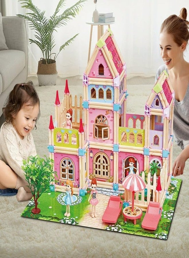 RAMPKD® Princess Dollhouse Kit- Includes Doll House Asseccories and Furniture- Pretend Play Building Toys with Doll Kids Playset(234 Pcs Doll House) - Image 3
